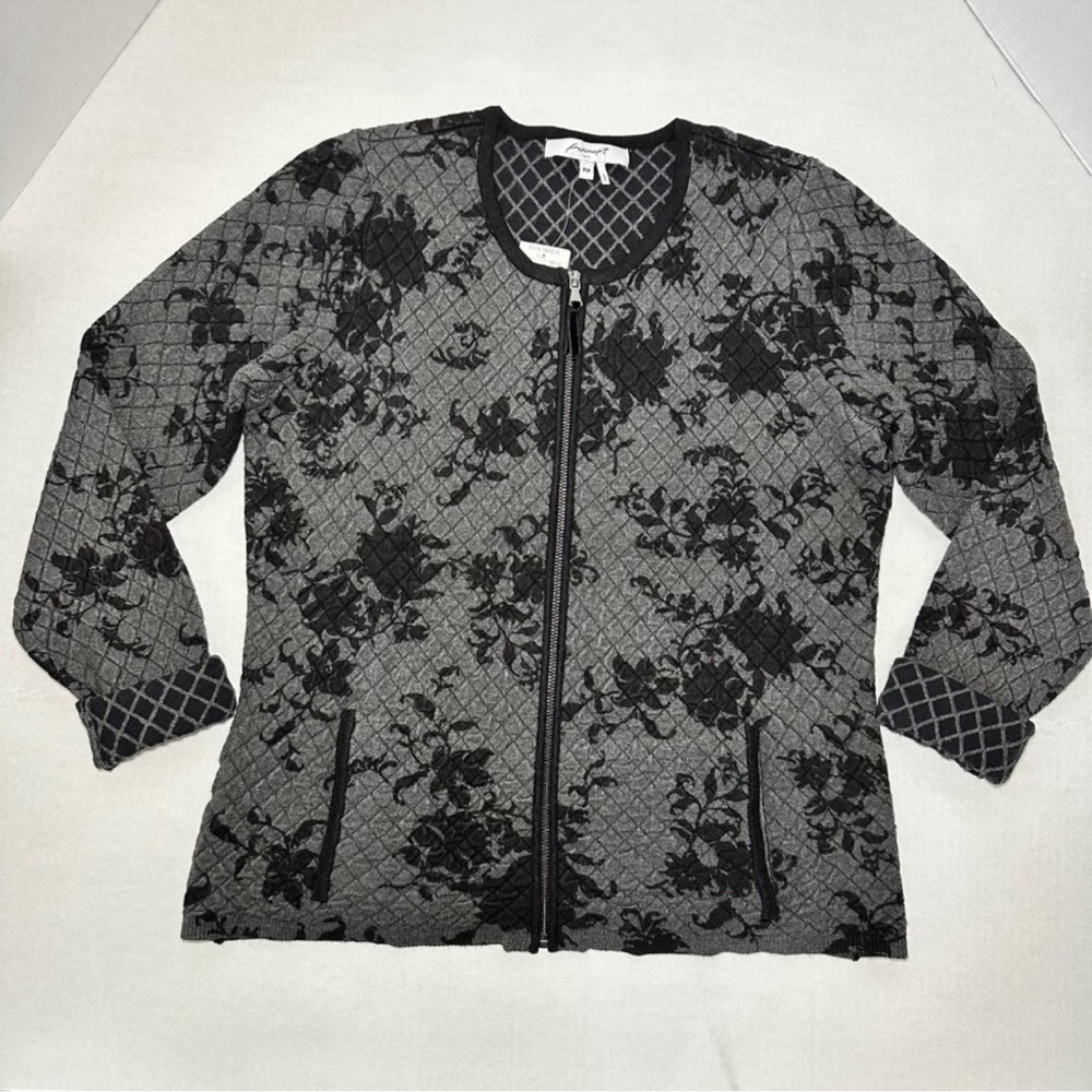 fox Croft jackets & coats | NWT Black &gray floral Design Asian Quilte…